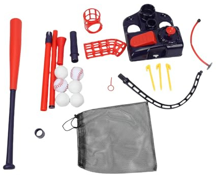 Greensen 3 en 1 Set de Béisbol, Ajustable 83-120cm tee de Lanzamiento Colgante Máquina de tee Popper con 6 Pelotas de Béisbol y 1 Bate, para Niños y Niñas Práctica en Interiores (Blue)