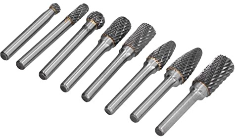 SUPYINI 8-delars volframkarbid-frässtift, hållbara roterande filar för metall och träbearbetning, 6 mm skaft, hög kvalitet