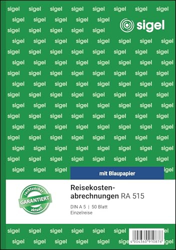 SIGEL RA515 Reisekostenabrechnung für Einzelreisen, A5, 50 Blatt