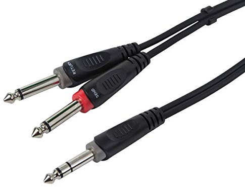 Monoprice 1/4-Inch TRS Male to Dual 1/4-Inch TS Male Insert Cable - 10 Feet - Black