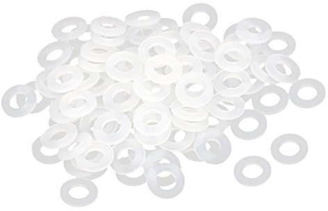 sourcing map 100St Flache Unterlegscheiben Dichtung Kunststoff 8mm AD 4mm ID 1mm Dicke Weiß