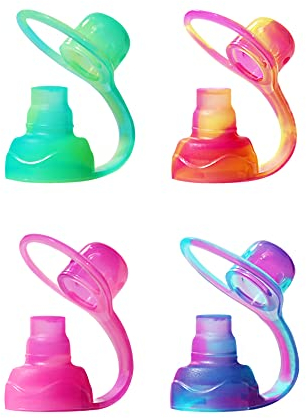 ChooMee SoftSip Saugaufsatz für Quetschbeutel | Auslaufsicheres Ventil | Schützt Zahnfleisch | Baby-Led Weaning | BPA-freies Silikon | Wiederverwendbarer Beutelaufsatz | 4 Stück Sorbetwirbel