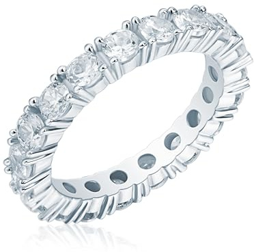 Rafaela Donata Damen Silberring aus 925/- Sterling Silber mit Zirkonia weiß - Memoirering Bandring zeitloser Damenrring