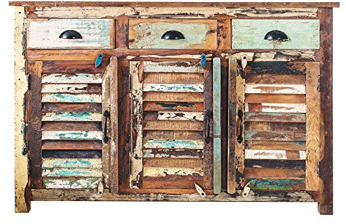 invicta INTERIOR Sideboard Jakarta Recycling Holz bunt 125cm Fischerbooten Massivholz Board Kommode