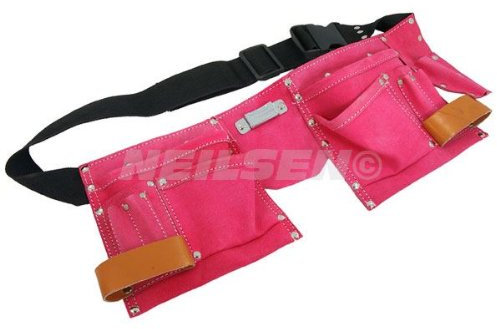 9 POCKET LEATHER TOOL BELT PINK TOOL BELT FANCY DRESS BUILDERS GIRLS LADIES