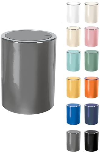 KW Clappe 5Ltr Plastic Swing Bathroom /Kitchen /Small Waste /Office Bin (Grey)