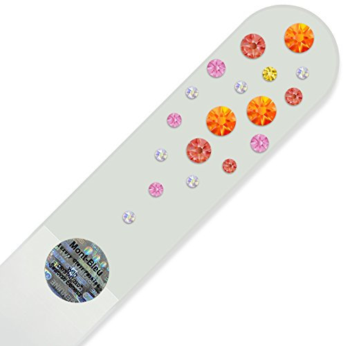 Groß-Glasnagelfeile von Hand dekoriert mit Swarovski Elements, geliefert in einer Hülle aus schwarzem Samt - Echtem gehärteten Glas aus Tschechien