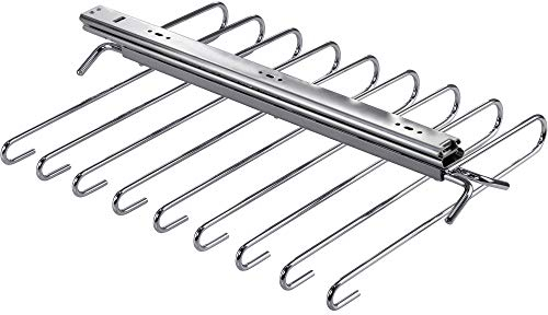 Gedotec Hosenauszug Kleiderschrank Kleiderbügel-Hosenhalter ausziehbar für 9 Hosen | Hosenbügel-Auszug Stahl verchromt | Schrankauszug 460 mm ausziehbar | 1 Stück - Hosenbügelhalter zum Schrauben