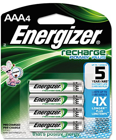 Energizer NiMH Rechargeable Batteries, AAA, 4 Batteries/Pack
