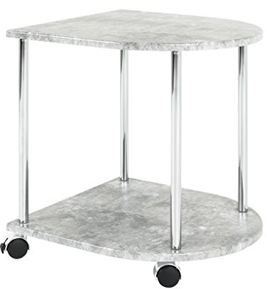 HAKU Beistelltisch auf Rollen betonoptik, Chrom, MDF, Metall - Maße: B 42 cm x H 45 cm x T 40 cm, Style: Modern