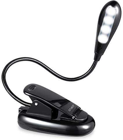 Criacr Clip on Book Light, 4 LED Portable Reading Light, Battery Operated Reading Lamp, Touch Sensitive Table Reading Light, for Readers, Kids, Desk, Headboard, Bedstead, Office Table, Christmas