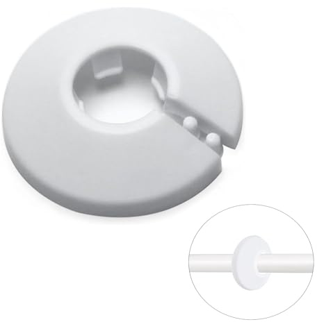 MroMax Passend für 1,27 cm weiße Kunststoff-PP-Rohrabdeckung, 16 mm, 1 x Flansch-Wasserrohr-Dekoration, Rosette, Schnappkappe für Küchenventile, Waschbecken-WC-Zuflussrohre, zum Verstecken von Lücken