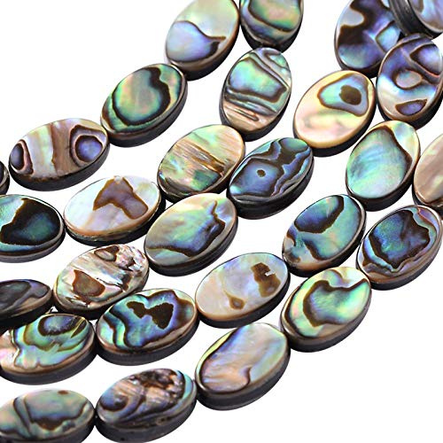 BENECREAT 30 Packungen Natürliche Abalone Muschel Ovale Abalone Muschelperlen mit Aufbewahrungsbehältern für die DIY Schmuckherstellung, 12x8x3mm