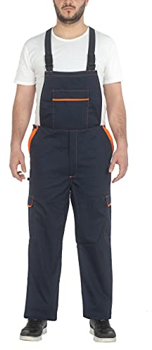 Salopette Da Lavoro Multitasche Uomo Donna (Blu / Arancione, 3XL)