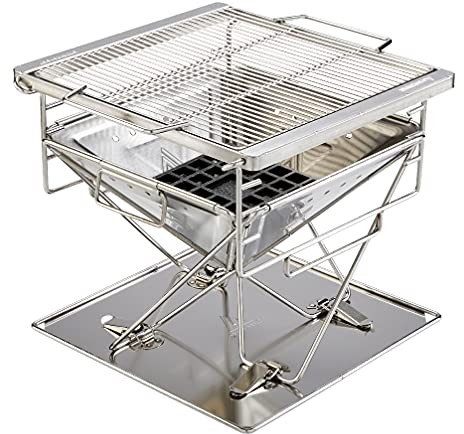 Groenberg Katla Grill M I 32.8 x 34.5 x 35.6 cm I kompakter Holzkohlegrill aus Edelstahl für Camping & Garten I ideal für Fleisch & Gemüse I mobiler Outdoor Grill mit Belüftungssystem