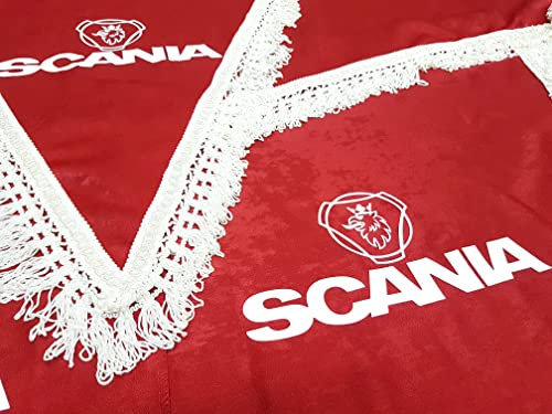 Sertplas Rideaux décoratifs pour camion avec franges Logo Scania Rouge