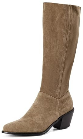 JIEEME Botas altas hasta la rodilla para mujer, tacón medio, tacón en bloque con botas largas hechas a mano para mujer, talla grande 35-46 Z23091, albaricoque, 40 EU