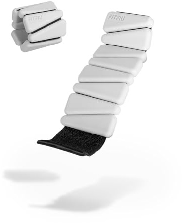 Fitfiu Fitness RECTANCULAR WRIST - Set aus 2 x 0,5kg Stahlgewichtsarmbändern aus weißem, weichem Silikon für zusätzlichen Widerstand an Hand- und Fußgelenk, Shapes COLLLECTION