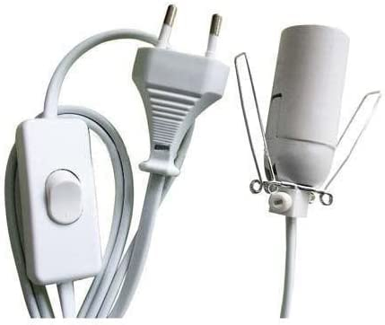 LAMARE Cavo per lampada di sale con spina europea e interruttore - Colore bianco - Include lampadina E14