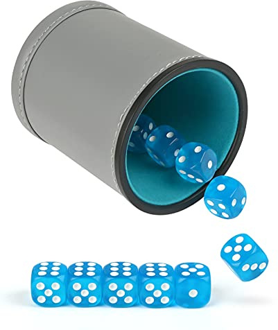 GWHOLE Leather Dice Cup Dice Stacking Shaker Cup Bar Pub Club Liar Games Dice Rolling Set with 10 Dices for Yahtzee Farkle Party Games Gift