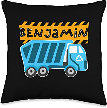 Waste Collector Dump Trash Recycling Lover Benjamin Trash Truck for Kids Collector Ecologist Garbage Throw Pillow, 16x16, Multicolor