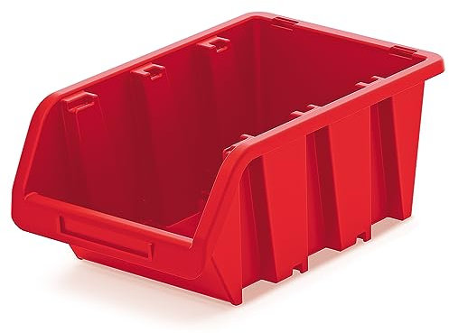 Set di 33 Contenitori a Bocca di Lupo | 15,5x10x7 cm | Impilabili | Sovrapponibili | Rosso | in Plastica