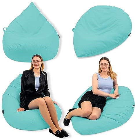Droplet-Lounge Sitzsack Tropfenform XXL 80cm | Sitzkissen Outdoor Indoor Erwachsene | Bean Bag Bodenkissen mit Füllung | Oxford 600D Oeko-TEX | wasserabweisend (Pacific)