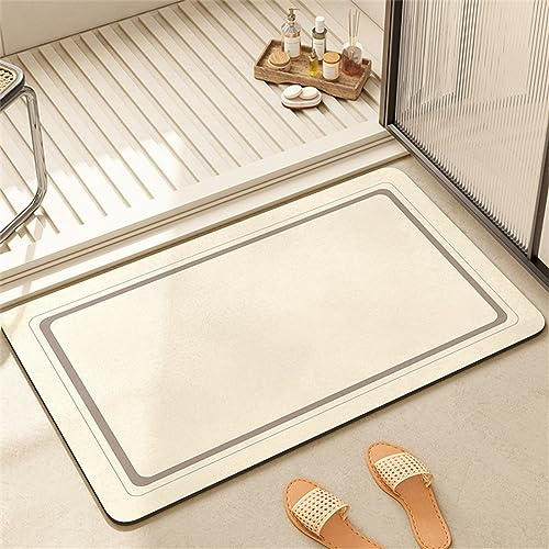 Badezimmerteppich, Badematte, FußMatte, Badteppich 90x120cm, Badvorleger, Badematte Badteppich Badvorleger Rutschfest Waschbar, Teppich Badezimmer Teppiche, Bathroom Mat, Bath Mat, Badematten, Beige