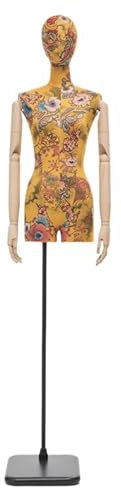 Schneiderpuppe Verstellbar mit Bedrucktem Buntem Samt, Spiegel-Metallsockel aus Edelstahl, Mannequin-Torso Anwendbar auf Bekleidungsgeschäft Brautkleid Puppen ( Size : Black square , Color : Yellow )