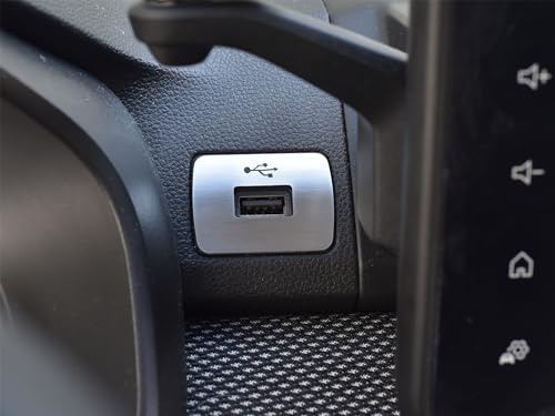 Stahl-Abdeckung für 2021+ Sandero/Sandero STEPWAY/Jogger | USB-Slot-Dekoration | 1 Stück Edelstahl-Kennzeichenrahmen Metall gebürstet Innen-Dekoration Tuning-Zubehör