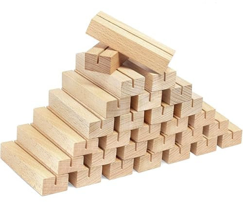 MUXHEL 20PCS Wooden Place Card Holders, Table Number Stands Wood Sign Holders for Wedding Restaurants Home & Party Decoration