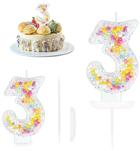 Geburtstagskerzen Zahlen 3,Makronen Geburtstag Nummer Kerzen,Pastell Perle Pailletten Zahlenkerzen Kuchenaufsatz für Geburtstag Mädchen Geburtstags Jubiläum,Kuchen Kerzen Kuchen Topper Dekorationen