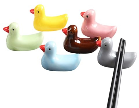 SerendipitousWhisper 6 Stück Japanischen Stil Lange Ente Stäbchenhalter Rest Rack Keramik Stäbchen Löffel Stand Gabel Messer Halter Handwerk Ornamente,Geeignet für Küchen- und Tischdekoration