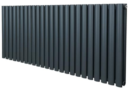 Radiador De Columna Ovalada 600mm x 1440mm Horizontal | Gris Antracita | Acero | Montado en pared | Kit de fijación y soportes + Cepillo de limpieza GRATIS | Calefacción estufa calefactor