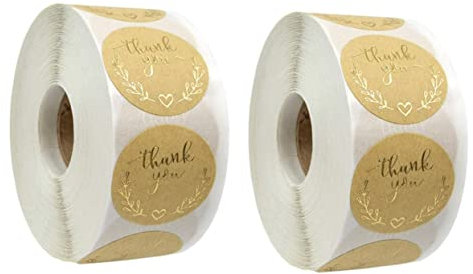 STOBOK 2rollen Kraftpapier Danke Aufkleber Selbstklebende Etiketten Für Verpackungen Und Feiern Für Hochzeiten Geburtstage Und Festlichkeiten Sicheres Material