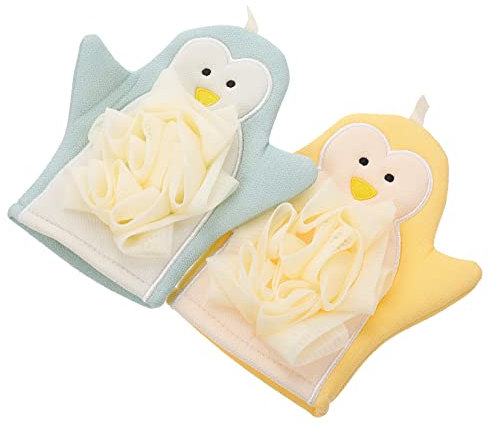 HONMEET 4 Stück Cartoon-badehandschuhe Körpertücher Duschhandschuh -waschlappen Körperwaschmittel Für Kinder Hautreinigungstuch Säuglingsfäustlinge Handpuppenbad Waschen Pflanzenfasern