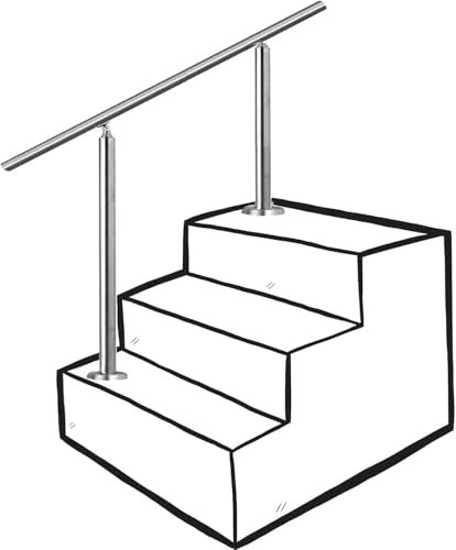 Verstellbares Treppengeländer Handlauf Für 2–3 Stufen Geländer Aus Edelstahl 304 Mit Montagesatz Für Innen- Und Außenstufen(H85CM,L90CM)