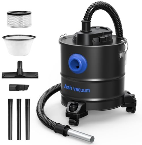 Ash Vacuum, Pellet Stove Vacuum Cleaner, 5.3 Gallon, 20kPa, 1200W Powerful Motor with Blower Function, On Wheels and HEPA Filter, The Ash Vacuum for Pellet Stoves & Wood Stoves