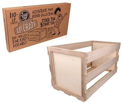 Vinyl Styl VS-RS-04 Caisse de rangement en bois pour disques LP 30,5 cm Capacité 110 à 120