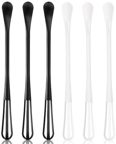 QZKJQDD 6 Stück Mini Schneebesen, Schneebesen Klein, 2 in 1 Mini Schneebesen, Multifunktion Küchen Schneebesen mit Minilöffel, kleiner Schneebesen Mini Geeignet zum Kochen, Mixen, Schlagen, Rühren