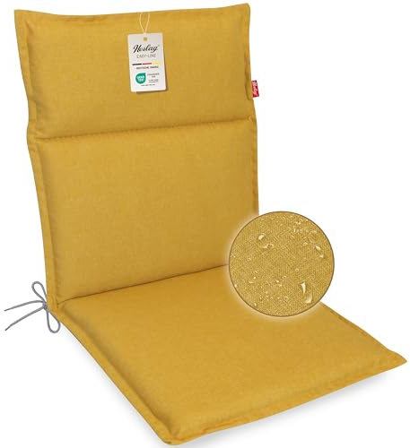 Herlag Gartenstuhlauflage Bea Niederlehner 100x50x4,5cm - Wasserabweisende Gartenmöbelauflage Fleckschutz - Bequeme Camping Sitzauflage - Pflegeleichte Easy-Line - Öko Tex 100-1 Polster - Senfgelb