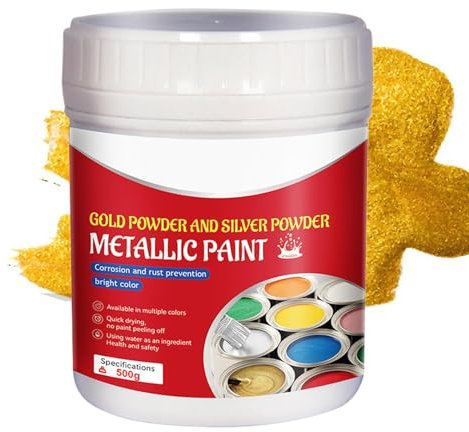 Goldmetallfarbe, Goldfarbe zum Basteln | 500 ml goldene Bastelfarbe, goldene Stofffarbe,Goldene Holzfarbe, flüssige Goldfarbe für Kunst, Malerei, Kunsthandwerk, Wände, Metall, Gips