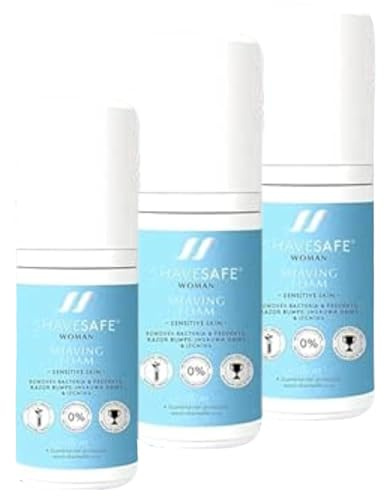 ShaveSafe - 3 Pack - 100 ML - Sanfte, sanfte Rasur für empfindliche Haut - Verhindert Rasurbrand, Rötungen und eingewachsene Haare - Feuchtigkeitsspendende, hypoallergene und dermatologisch Formel