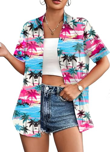 hohololo Hawaii-skjorta Dam Hawaiisk skjorta Dam Hawaii-outfit Kortärmad skjorta S-XXL, L