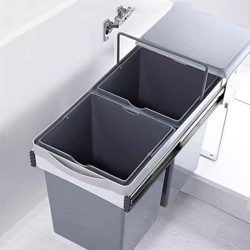 Cubos de Basura Extraíbles Dobles para Debajo de los Armarios de Cocina Se Adapta a Una Base de Mostrador de 16« de Ancho X 21» de Fondo, para Cubos de Basura Bajo Fregadero/Pantano(Door Mount)