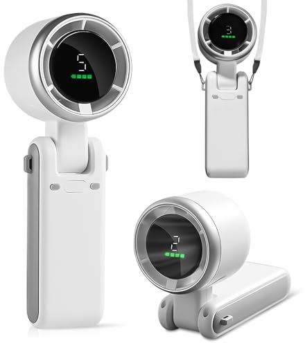Handheld Fan Rechargeable USB, 4000mAh High-Speed Turbo Portable Fan with 5 Speeds, 180° Foldable Mini Fan Handheld with LED Display, Portable Hand HeldFan for Home, Office, Travel, Gifts (White)