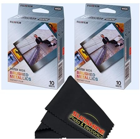 FUJIFILM Instax Lot de 2 films instantanés métalliques brossés larges (2 paquets de 10 poses)