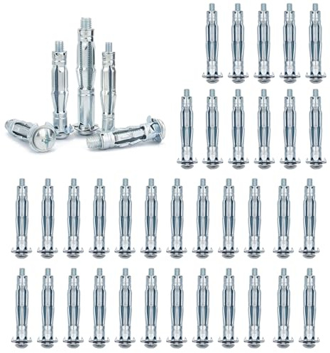 Lot de 40 Chevilles à Expansion en Métal, M5 x 52 Ancrages en Métal pour Cavité, Acier au Carbone Écrous à Pétales, Écrous à Pétales, Jeu de Chevilles Métalliques, pour Panneaux de Bois