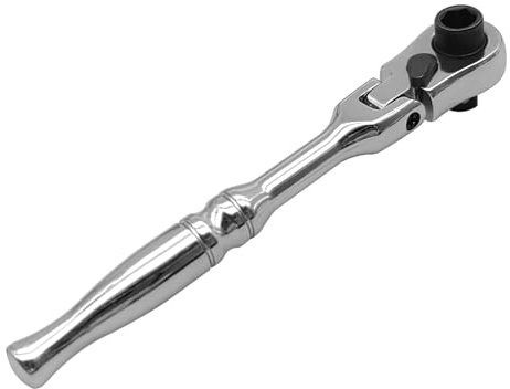 aqxreight 1/4'' Drive Ratchet Handle 2 in 1 Flex Head Ratcheting Wrench Socket & Bit Driver with Reversible Design Steel Adjustable Ratchet Wrench Silver