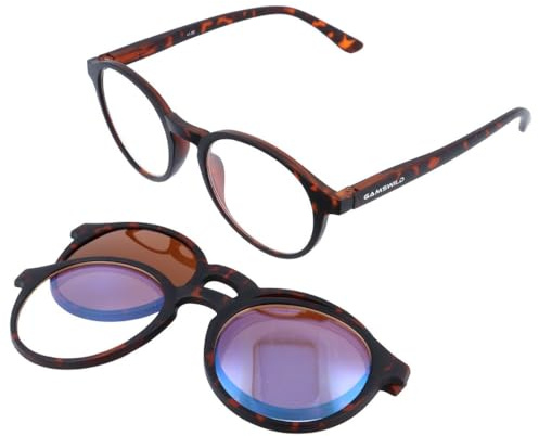 Gamswild L8820 3-in-1 Lesebrille - mit magnetischem Sonnenbrillen- & Blaulichtfilterglas - bruchsichere Polycarbonatgläser - Sehstärke +1,0-2,5-22g